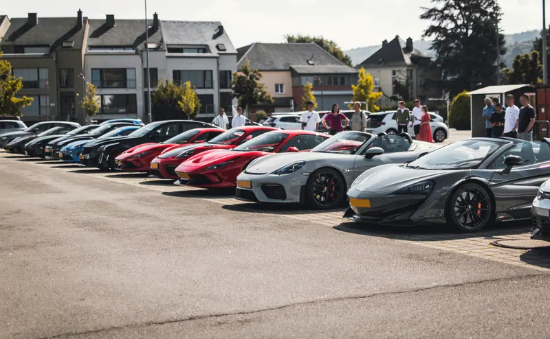 Cars parked together during the tour