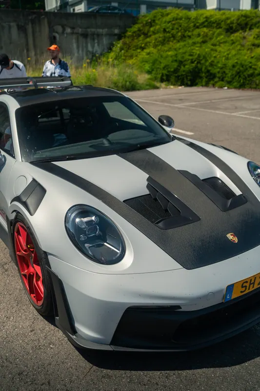 A white Porsche photographed at Supercar Sunday